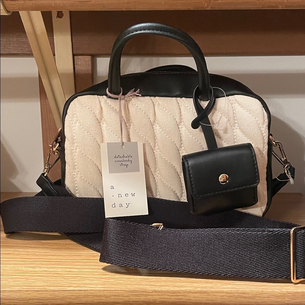 A New Day Black and Cream Crossbody Bag